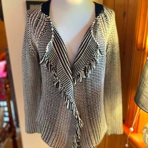 Gerard Darel Sweaters - GERARD DAREL Black and Ivory Cotton Black Cardigan –  0